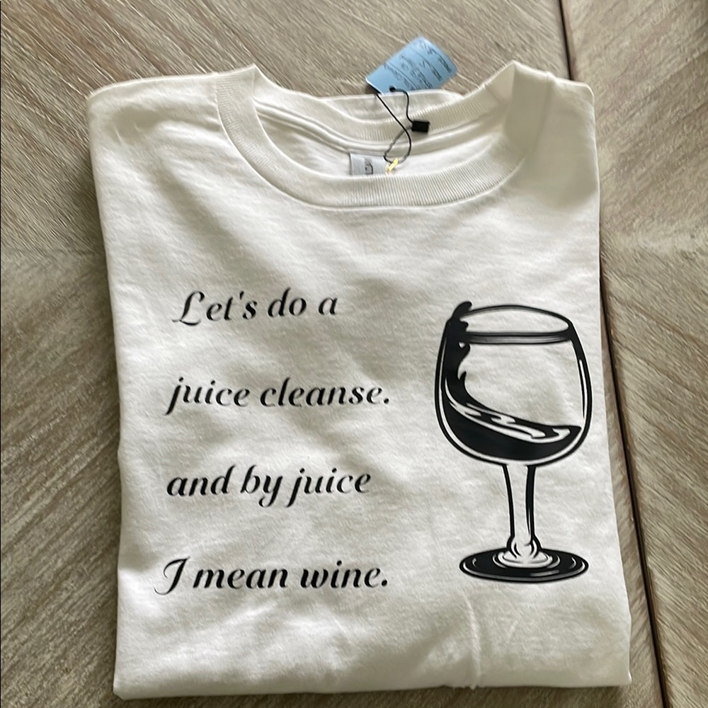 Gildan White Long Sleeve Tee with Wine Graphic